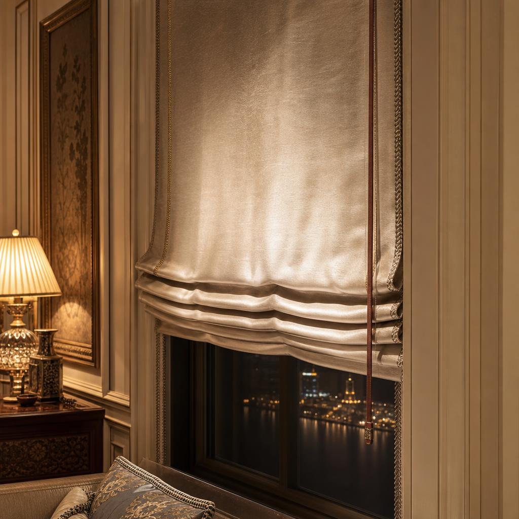 Motorised blinds in a hotel suite